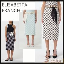 関税送料込み!【ELISABETTA FRANCHI】ロゴプリント スカート