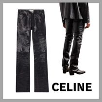 【CELINE】Lou Straight-Leg Panelled Leather Trousers