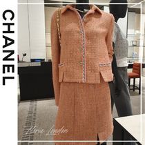 24P 新作【CHANEL】オレンジ ツィード スカート  入荷極少