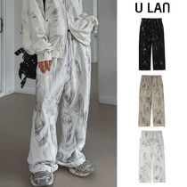 【U LAN】Warning Dirty Painting Wide Set-up Pants