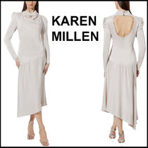 Karen Millen★ビスコースサテン アシンメトリー マキシドレス