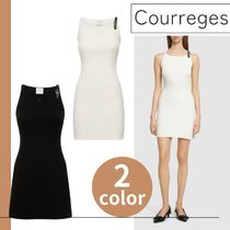 関税送料込み!【Courreges】リブニットビスコースミニドレス