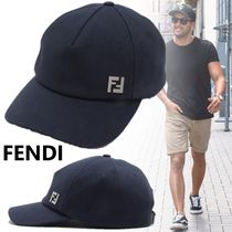 国内直営**FENDI**　ブルーコットン ベースボールキャップ