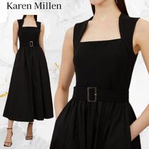 Karen Millen ブラック ノースリーブ ベルト付 マキシワンピース