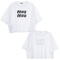 miumiu☆ロゴポイント クロップド丈 Tシャツ LADIES WHITE