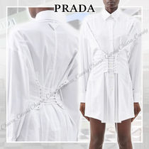 【24SS】PRADA_woman / コルセットウエスト シャツドレス /White