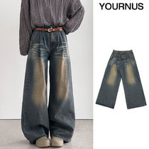 【YOURNUS】Leopard washing wide denim pants