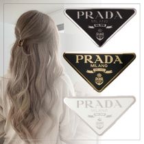 【大人気ギフト】PRADA◆メタル ヘアクリップ バレッタ 三角ロゴ