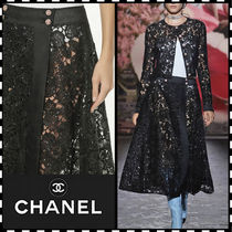 CHANEL 24春夏 LOOK60 スカート レース/オーガンザ BLACK 直営店