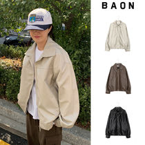 【BAON】[unisex] Ratto Two Way Collar Leather Jacket