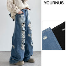 【YOURNUS】Skater Damage Wide Denim