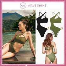 追跡有★WAVE SHINE バンドゥ風 チェーン バストアップ 水着