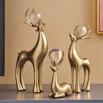 【海外おしゃれオブジェ】３個セット Gold Resin Reindeer