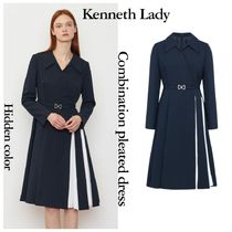 ◆Kenneth Lady 隠しカラーコンビプリーツワンピース