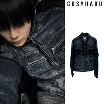 【COSYHARU】Lapet Vintage China Neck Denim Jacket