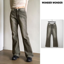 【WONDER WONDER】Vintage Washing Gray Long Bootcut Denim Pt