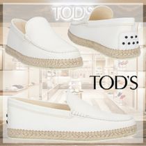 TOD'S* トッズ レザー エスパドリーユ スリッポン ホワイト