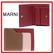 ☆【MARNI】☆ロゴ 小銭入れ付き 二つ折り財布 レディースWINE☆