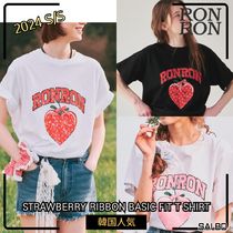 [RONRON] ★24SS★STRAWBERRY RIBBON BASIC FIT T SHIRT