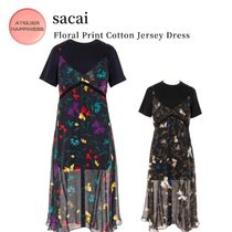 【sacai】Floral Print Cotton Jersey Dress