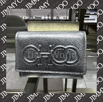 Jimmy Choo★LONI ロゴ メタリックレザー 三つ折り財布 SILVER