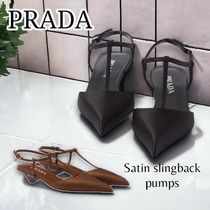 PRADA＊Satin slingback スリングバックパンプス 3.5cm＊送料込