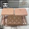 CHANEL 折りたたみ財布 CHANEL ベージュ☆ライトピンク ラウンドジップ カードホルダー(3)