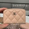 CHANEL 折りたたみ財布 CHANEL ベージュ☆ライトピンク ラウンドジップ カードホルダー(6)