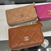 CHANEL 折りたたみ財布 CHANEL ベージュ☆ライトピンク ラウンドジップ カードホルダー(10)