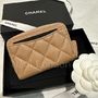 CHANEL 折りたたみ財布 CHANEL ベージュ☆ライトピンク ラウンドジップ カードホルダー(12)