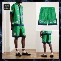 24SS new/GUCCI シルクサテンワイドショートパンツ Shorts Green