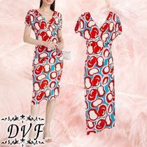 DVF★ジャージー ラップ風ワンピース プリント入り