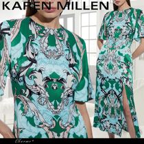 KAREN MILLEN ロングドレス 半袖 Uネック ペイズリー ワンピース