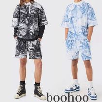 【boohoo】BOXY デニムプリントワッフルTシャツ&ショーツセット