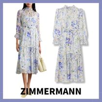 【ZIMMERMANN】レポン ミディ丈ワンピース 花柄 ベルト付き