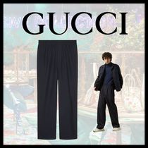 新作【GUCCI】ウールツイル ジョギングパンツ、ダークブルー