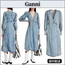 Ganni◆フェード ミッドデニム ミディラップドレス