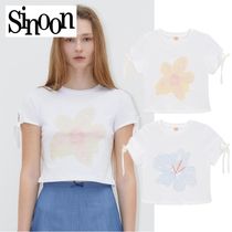 【韓国sinoon シヌーン】Printed Ribbon Sleeve T-Shirt