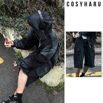 【COSYHARU】Cargo Wide Bermuda Denim Shorts