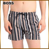 【BOSS】ロゴ ストライプ ウエストゴム スイム トランクス 水着