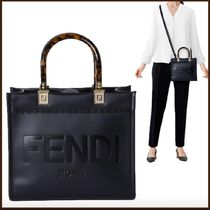 FENDI トートバッグ / ショッパー 本革レザー 黒 Sunshine Small