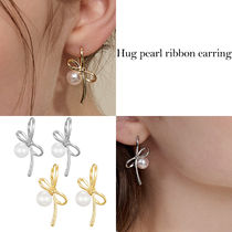 韓国ブランドHei★hug pearl ribbon earring_2色_ピアス