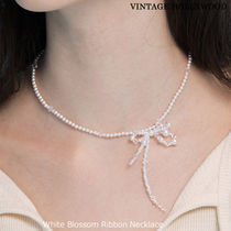 VINTAGE HOLLYWOOD☆White Blossom Ribbon Necklace☆送料関税込