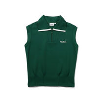 ★MALBON GOLF★Wide Collar Half Zip Sleeveless GREEN WOMAN