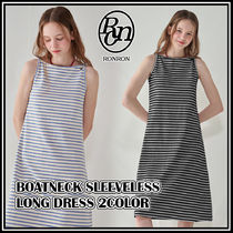 24SS新作【RonRon】BOATNECK SLEEVELESS LONG DRESS 2色◆送料込