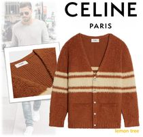 【CELINE】ロングカーディガン ストライプ ブラッシュドコットン