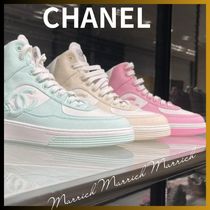 【ポップで可愛い☆】CHANELハイカットスニーカー コットン