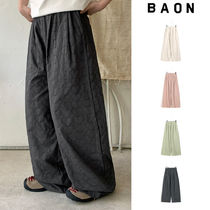 【BAON】Kyuiri heart banding wide cotton pants