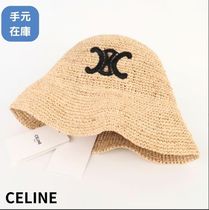 即発【CELINE】トリオンフ ラフィアハット