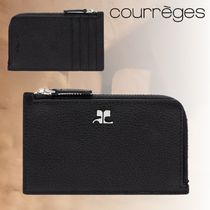 COURREGES クレージュ ロゴ レザー ジップ カードホルダー